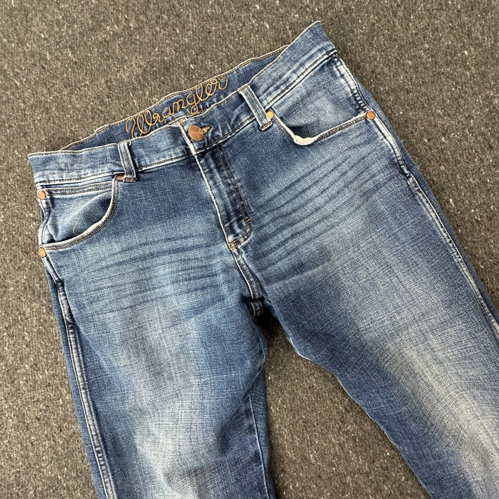 Wrangler Retro Jeans Men 32x34 Blue Slim Straight 88MWZBU Denim Stretch Workwear